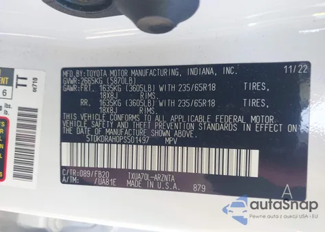 2023 Toyota Highlander L from USA, damaged, VIN 5TDKDRAH0PS501497